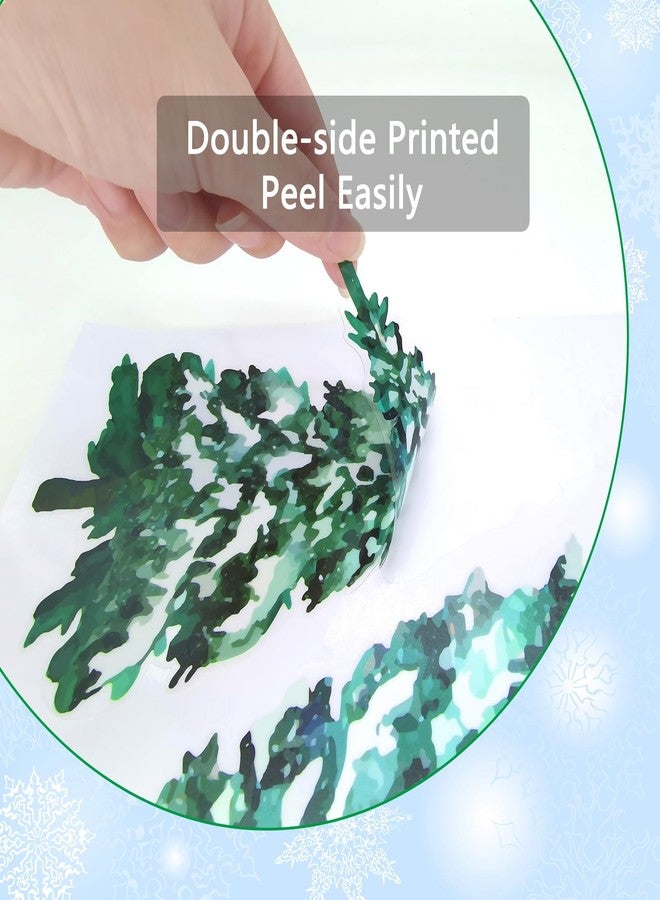 KALEFO 60Pcs Snowy Winter Decor Snow Tree Window Clings Decals Forest Trees White Christmas Decorations Kids Room Window Stickers Xmas Tree Snowflake Decals - Image 3